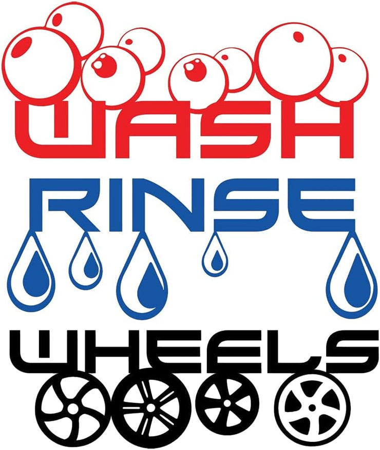BUCKET LABELS - WASH - RINSE - WHEELS - AutoFX WA Car Care Products